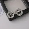 23ss w nowym stylu luksusowe marki litery Ear Stud 18K pozłacane srebro 925 geometryczne kobiety koło kryształ Rhinestone kolczyk biżuteria