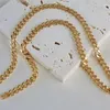 Ketens unice eenvoudige kettingen echte 18K vaste gele gouden sieraden au750 voor vrouwen cubaan brede link ketting ketting mode dame cadeau