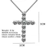 Urok 16-24 cali 925 Srebrny kolor naszyjnik łańcuch pudełka błyszcząca kryształowy wisiorek krzyżowy dla kobiet mężczyzn mody biżuterii prezenty