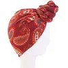 Afrikansk tryck muslimska kvinnor vrid knut turban beanie cap huvud wrap lång stretch hijab femme halsduk turbante bandana hår huvudbonad