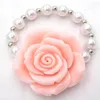 Strand 10Colors Baby Girls Flower Bracelet Girl 8mm Pearl Daughter Birthday Present Chunky Jewelry