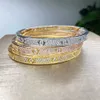 Fine Bangle di lusso Top Brand Pure 925 Sterling Silver Jewelry per le donne Easy Lock Bangle in oro giallo rosa con diamanti pieni Love Bangle Matrimonio Fidanzamento Vite Brace