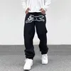 Męskie spodnie High Street Fashion Men dżinsy dla psów nadruk proste luźne dżinsowe męskie retro swobodne spodnie umyte Hip Hop Jean 230328