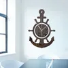 Horloges murales acrylique ancre horloge 3D autocollants Style méditerranéen Art Pirate pour la maison salon chambre
