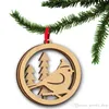 3PCSLOT TRÄ JUL JUL DUBBEL LAYER LASER CUT Hollow Hanging Pendant Wood Christmas Tree Ornament Ny Year Party Decorations