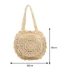 Sacs de soirée Sums Sac Bag de paille à la main Fashion Fashion décontractée Couleur solide portable Crochet Simple Round pour la fête des Fêtes