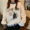 Dames TShirt Wanita Tidak Ada Topi Hoodies Kaus Longgar Kasual Cetak Pullover Fleece Lengan Panjang OLeher Gaya Korea Vintage Retro Rompi Fashion Style 230328