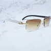 Topp lyxdesigner Solglasögon 20% rabatt på Vintage Natual Buffalo Horn Mens Kvinntillbehör Rimless trärätt glasögonram
