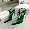 Sandals Ladies Wedding Shoes Pointed Toe High Heels Satin Gemstone Stiletto Baotou Fairy Pump 230328