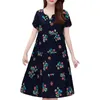 Casual Dresses Stylish Women Dress Summer Clothing Machine Washable Flower Print Elegant Dräkt för flicka