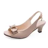 Sandali in pelle verniciata Scarpe da donna Donna Mary Jane Tacchi alti Peep Toe Donna Slip On Bow Knot Taglie forti Donna