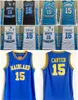 대학 농구 고등학교 빈스 카터 유니폼 15 노스 캐롤라이나 타르 힐스 대학교 플로리다 데이토나 비치 블랙 블루 화이트 팀 모두 스티치 NCAA