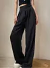 Women's Pants S Brown Wide Leg Classic Suit Vintage Palazzo Office Elegant Casual Balck Trousers Female High Wasit 230329