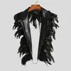 Men's Vests INCERUN Men Vests Feather PU Leather Patchwork Fashion Backless Irregular Waistcoats Men Streetwear Lapel Sleeveless Vests 230329