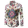 Camicie casual da uomo Vacanza casual da uomo a maniche lunghe Aloha Camicia hawaiana Etnica indiana stampata tropicale Aloha Camicetta azteca Camisa Hawaiana W0328