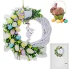 Dekoracyjne kwiaty wieńce wieniec wielkanocny 2D akrylowy królik Spring Garland Ozdoba z pastelowymi jajami i gałązkami do okna ściany drzwi przednie deco P230310