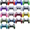 Anti-Slip Silikon Kapak Playstation için Cilt Dualshock 5 PS5 Denetleyici Kamuflaj Baskı Düz ​​Renk Kılıfı Başparmak Çubuk Kavrama Kapağı