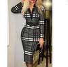 Womens Sexy Dress Designer Casual Dresses Plus Size Fashion Slim Plaids Skirt Ladies Trendy Skirts Blouses One-piece Skirt Frocks Club Clothing