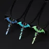 Pendant Necklaces Fashion Trend Flying Dragon Sword Necklace Men's Jewelry Glow In The Dark Halloween