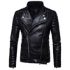 Moto Vêtements Hommes PU Veste En Cuir Plus La Taille Noir Hommes Col Montant Manteaux Biker Vestes Homme Bomber