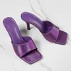 Sandals Summer Fresh Green Purple Slides Shoes Women High Quality Slip On Square Toe Heel Casual