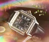 Słynne Square Roman Tank Series Watches Luksusowy moda Crystal Men na rękę zegarek na rękę Elegancki super kwarcowy stolik na rękę