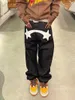 Męskie dżinsy Y2K Męskie gwiazdy drukowane ciemne czarne dżinsy Hip Hop Street Fall Modna moda retro