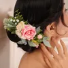 Kopfbedeckungen Schönheit Hochzeit Blume Haarkamm Rosa Rosenblatt Romantisch Chic Damen Accessoires für die Braut