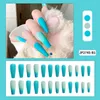 False Nails 2023 24PCS Long Press On Cute Gradient Blue Design Fake Full Coverage Artificial For Women & Girls