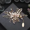 Headpieces HP136 Luxury Clear Crystal Wedding Comb Bride Headbonad Hair Clips Women Tiara Water Drop Pearl Accessories Gift