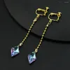 ダングルイヤリングアニメx Kurapika Water Drop Amethyst Rhombus Crystal Pendant long for women men Cosplay Jewelry