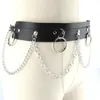 Bälten Kvinnor Män Belt Punk Gothic Faux Leather Metal Chain Ring midja Strep Street Dance Decor