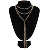 Pendant Necklaces Fashion Multilevel Silver Color Punk Crystal Thick Long Chain Tassel Necklace For Women Female Vintage Collar Jewelry Gift