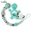 Baby Teethers Toys personalized name Silicone dental pacifier clip without BPA beads Silicone pacifier chain bracket Baby pacifier chewing toy 230329