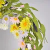 Decoratieve bloemen Daisy krans 17 "kunstmatige lente zomer voor voordeur muur raam thuis bruiloft festival feestdecoratie