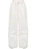 Pantalones de mujer Capris Sweetown Bolso informal Pantalones deportivos de pierna ancha Blanco Suelto Dibujado Cintura baja Ropa de calle Pantalones cargo Pantalones de jogging hippy para mujer 230329