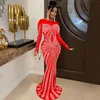 Casual Dresses Wein Rhinestone Women Maxi Dress Formal Mesh Black White Evening Party Elegant Sexy Red Ninght Outfit