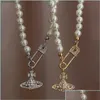 Anhänger Halsketten Hochwertige Perlenkette Designer Design Pin Perlen Damen Diamant Kupfer 18 Karat Vergoldet Je Dhrog Drop Delivery Jew Dhf6a