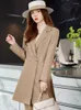 Abiti da donna Donna Autunno Inverno Blazer lungo Albicocca Nero Solid Office Ladies Abbigliamento da lavoro femminile Cappotto da giacca formale