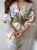 Casual jurken Spring Japan Style Elegante bloemen Midi -jurk Women Vintage Chic Bodycon Party Birthday Vestidos Vrouwelijke mode One Pieces Robe 230329