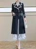 Trench-Coats Femme Miyake Col Revers Double Boutonnage Manches Longues Design De Mode Plissée D'été Femmes En Plein Air Style Décontracté Jupe Veste 230329