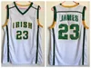 Irish St. Vincent Mary Jersey School High School Lebron James 23 Shirt College for Sport Fans University Teptastable Team Green Brown White Man NCAA