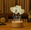 Nuova lampada 3D Acrilico USB Luci notturne a LED Lampada al neon Decorazioni natalizie per la camera da letto di casa Decorazioni di compleanno Regali di nozze