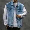 Men's Vests Mens Denim Vest Jackets Sleeveless Jean Coat Autumn Loose Casual Cargo Male Clothing Outerwear Blue Streetwear 230329