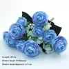 Fleurs décoratives bleu 1 bouquet de roses en soie artificielle pivoines hortensias chrysanthèmes diverses décorations de fête de mariage de ménage