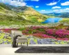壁紙Papel de Parede Glacier Lake High Mountains and Flower Landscape 3D壁紙リビングルームベッドルームの壁紙ホームデコレーション壁画