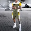 Erkek Trailsits Yaz Men Erkek Trailsuit Fashion T-Shirts Şort 2 Parçası Spor Takım Sıradan Modaya Düzenli Gym Set Tutulma Nefes Alabilir Erkek Açık Mekan Kıyafet W0329