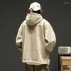 Herrjackor japanska vinatge safari stil pullover jacka män huva bomull y2k old schic streetwear knappar fickor male kappa