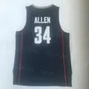 UConn Huskies College Basketball College Ray Allen Jersey 34 Men University Team Navy Blue White Color لعشاق الرياضة قميص القطن الخالص.