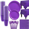 Jednorazowe zastawy obiadowe Purple Color Impreza Zestaw stolików Puchar